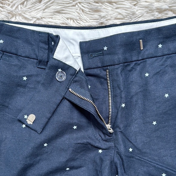 🎉HP🎉 J. Crew Scalloped Hem Linen Blend Star Shorts 💗 Navy - Picture 7 of 16